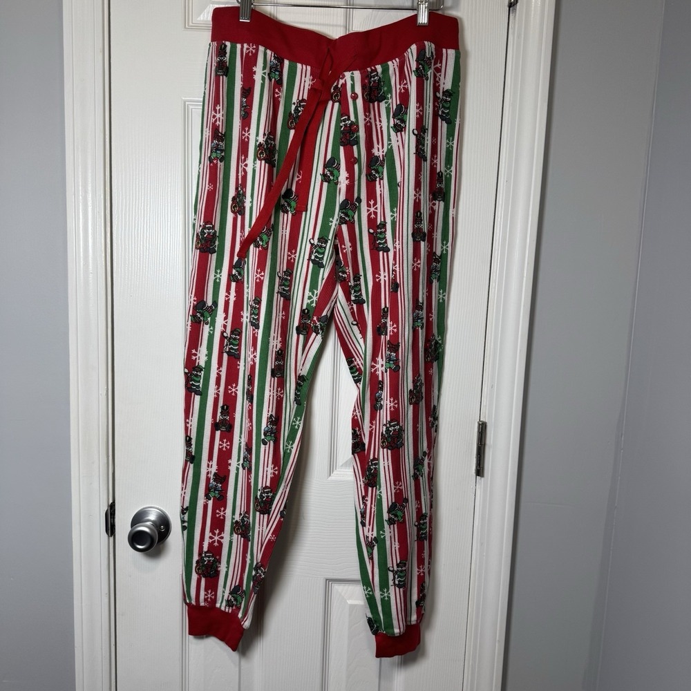 Buc-ees Christmas Holiday Pajama Pant Size Extra Large XL Red White Green Beaver